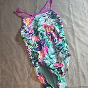 Wonder Nation Multicolor Leaf Print Kids Swimsuit
